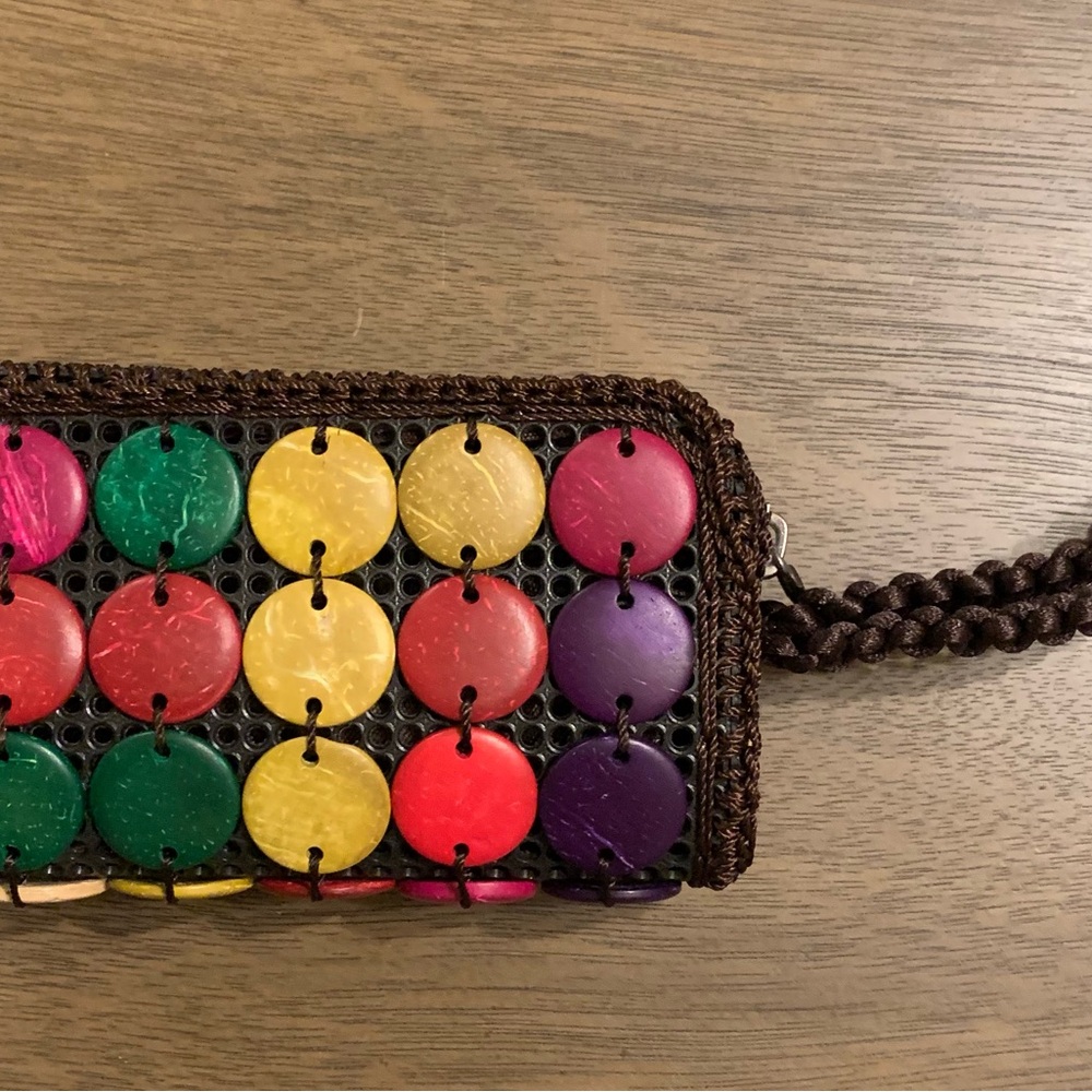 Handmade Multicolour Coconut Disc Women's Wristlet EUC - Picture 7 of 7